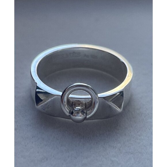 Hermès Sterling Silver Kelly Ring Size 53 With Original Box & Packaging - Picture 1 of 9